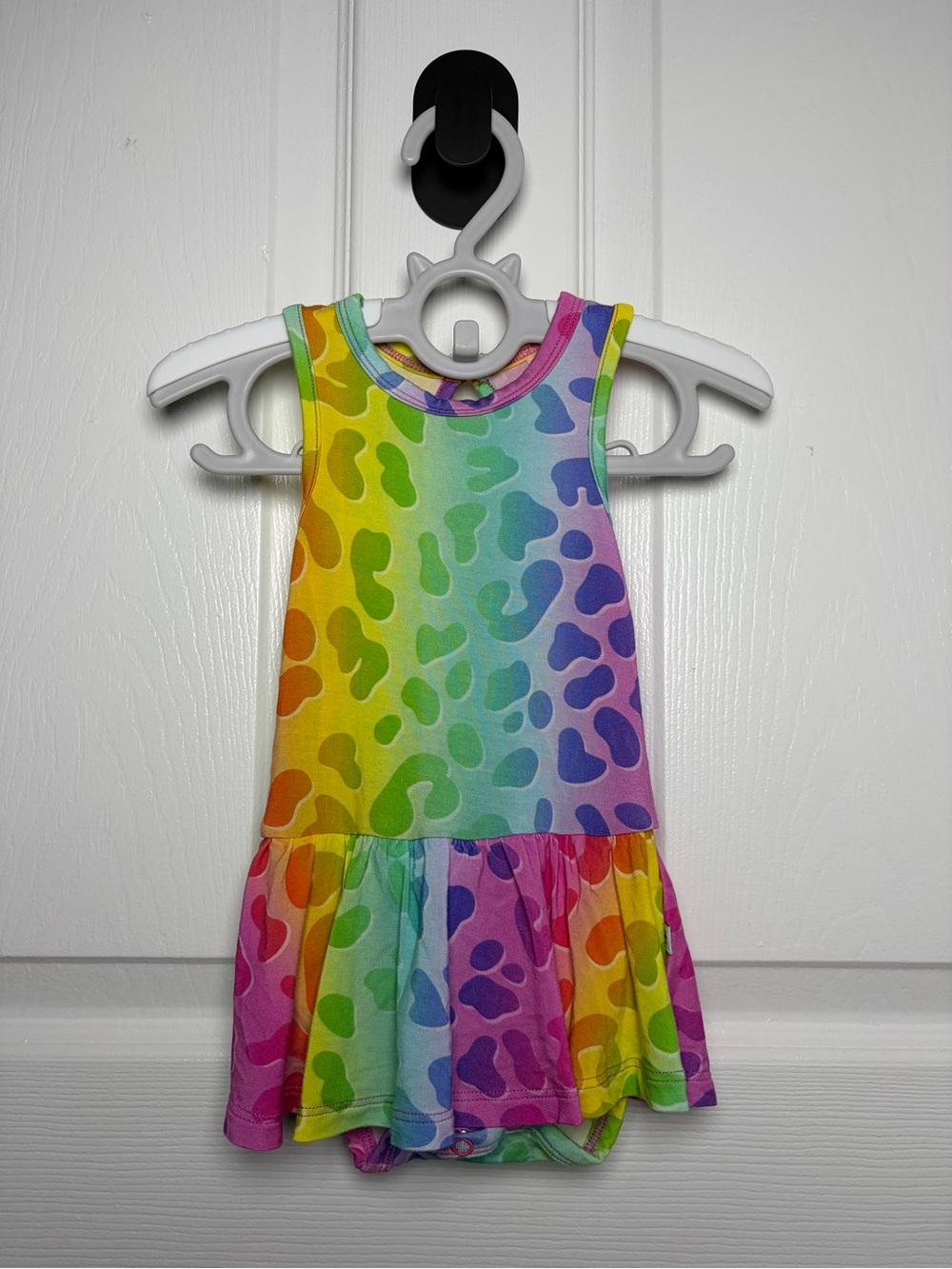 Bums & Roses Wild Child Rainbow Bamboo Ruffle Dress 3-6M
